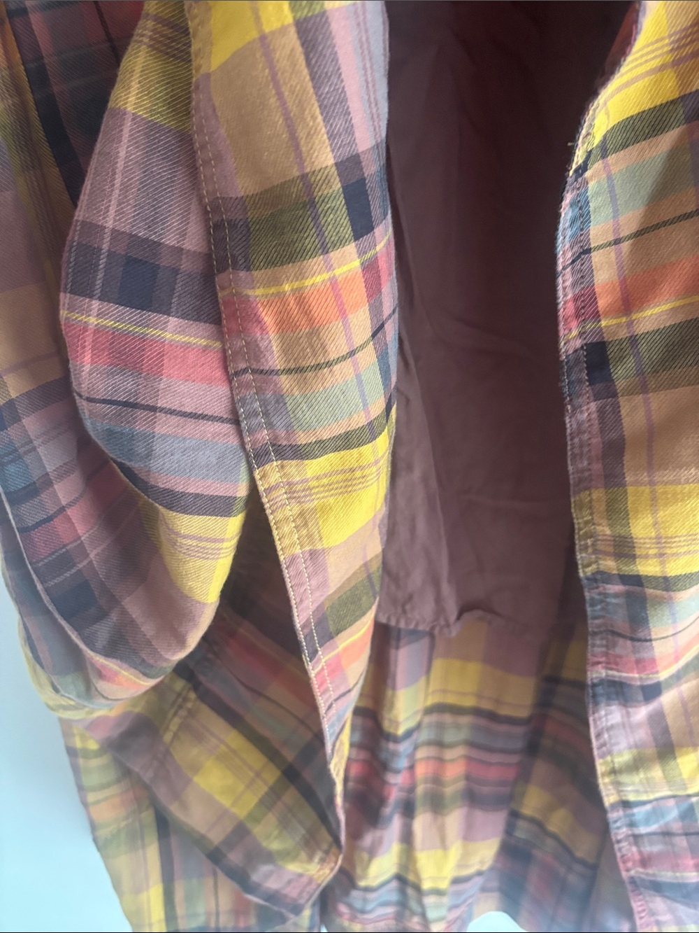 Anthropologie | pilcro Plaid Tiered Button-Front Dress in Mustard and Deep Red - Picture 10 of 15